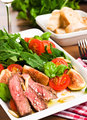 Summer Salad With Roast Beef, Figs, Tomatoes and Arugula