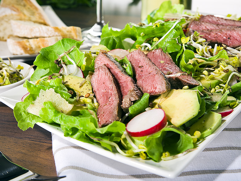 Avocado Salad with Roast Beef, Radish and Sprouts