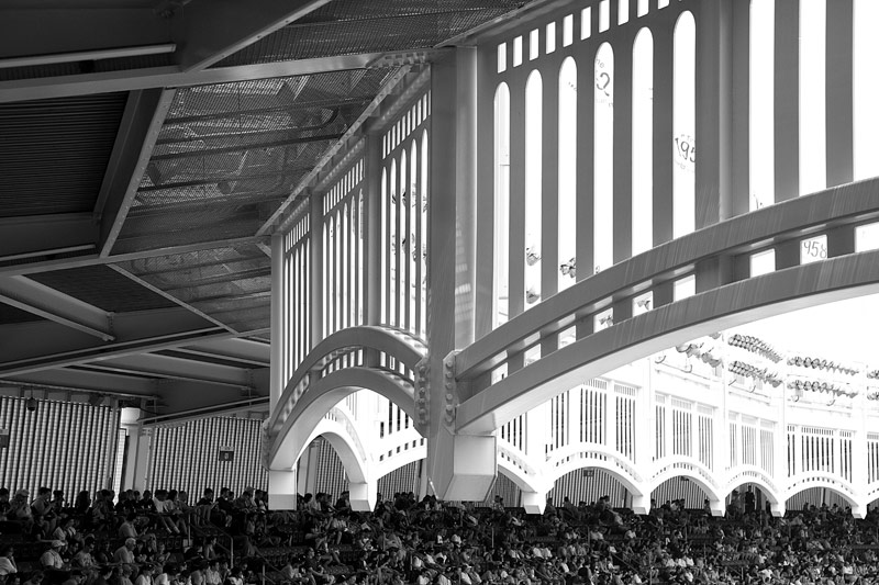 under iconic arches