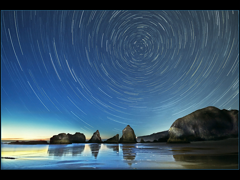 Ocean side star trails