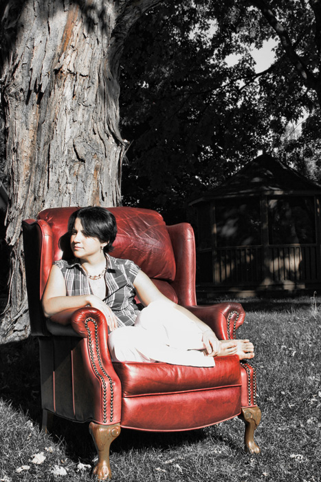 Diva on a red chair