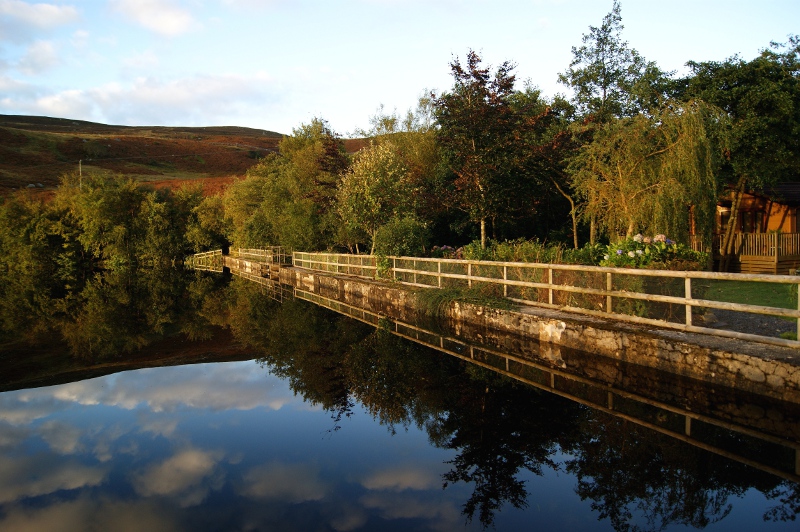 A lakeside view of the country