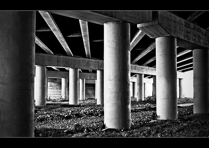 Layers of a highway bridge