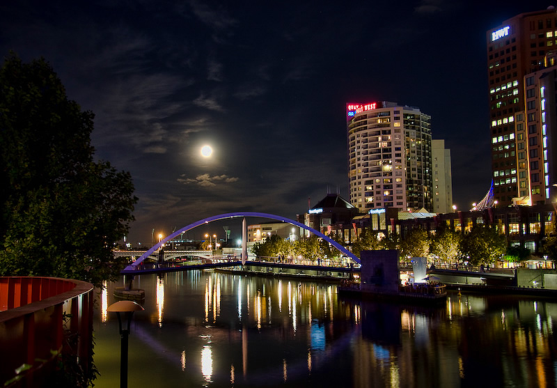 Cityscape at Night with Reflections