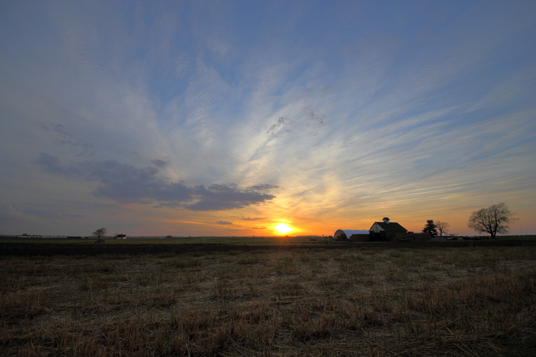 Sun setting over the plains