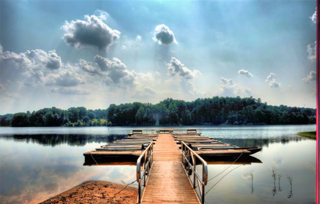 Boat Slips on Lake in Orange Factory (Durham), North Carolna