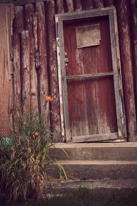 Up the steps and thru the door.