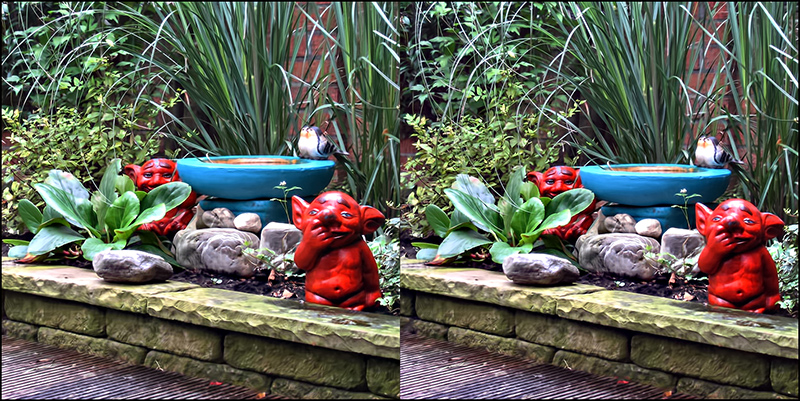 +-70cm from screen. look cross eyed until middle picture is seen. Relax and enjoy 3D