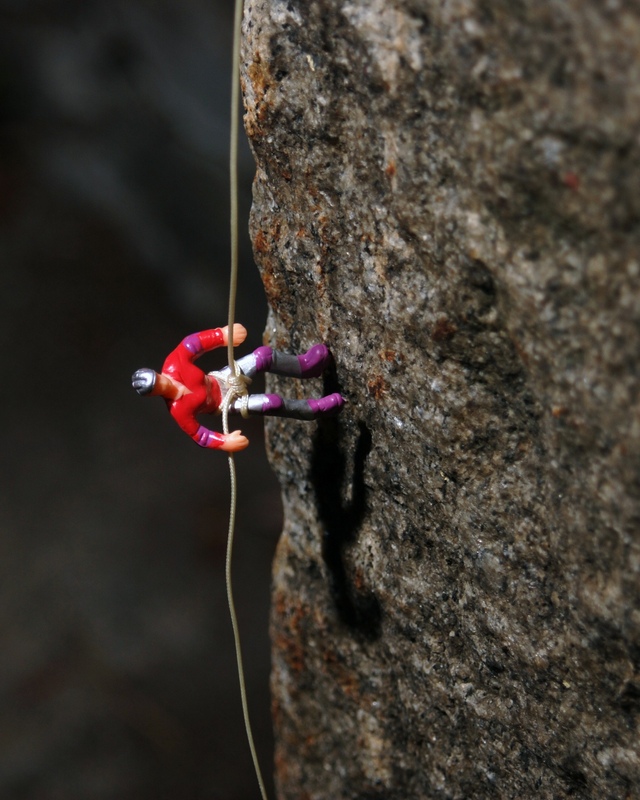 descending after a good day of climbing