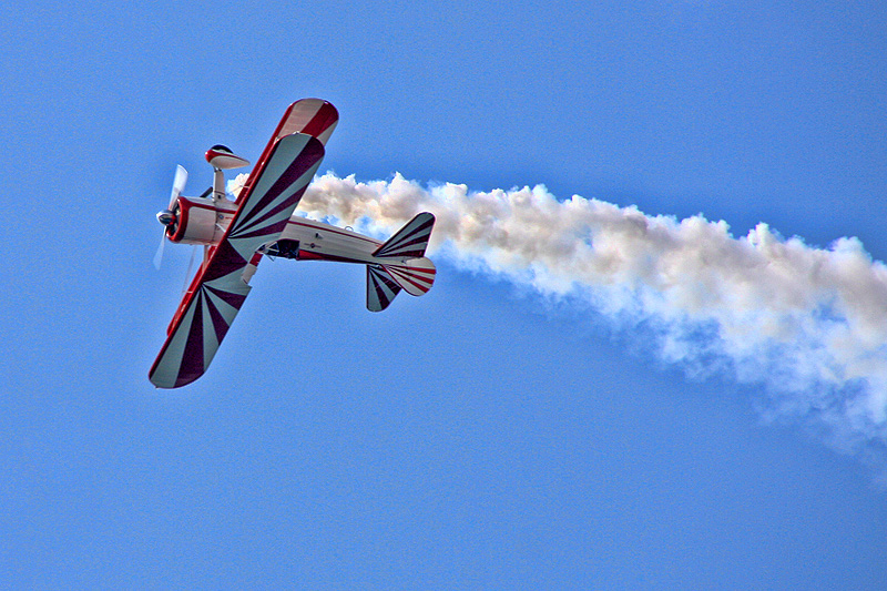 Red white and blue air show on the 4th.