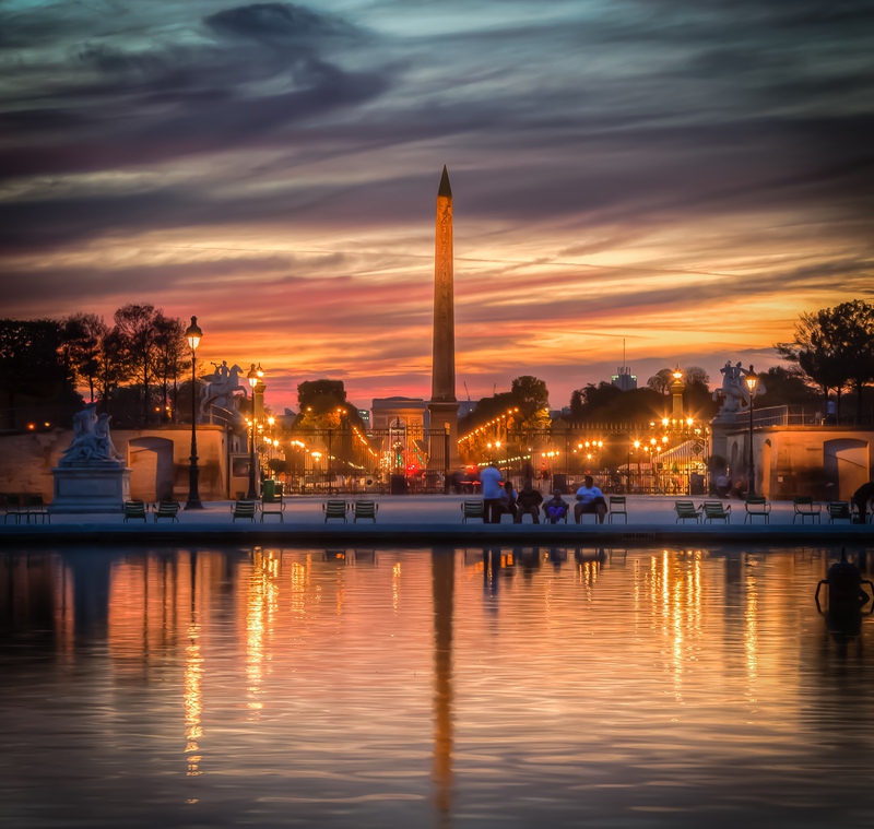 Champs-lyses from Tuileries at Sunset