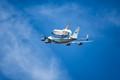 Endeavour mounted on Boeing 747 heading for its final resting place