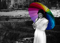 Angel with colorful umbrella