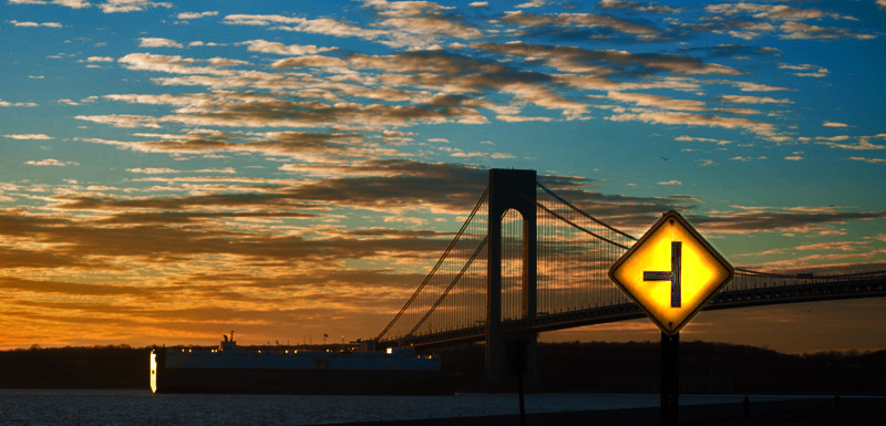 Sun behind the Verrazano