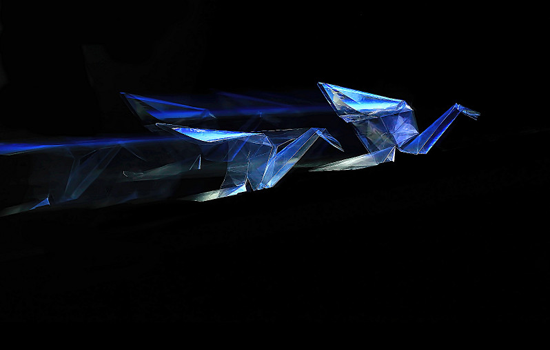 Flying Blue Origami Cranes