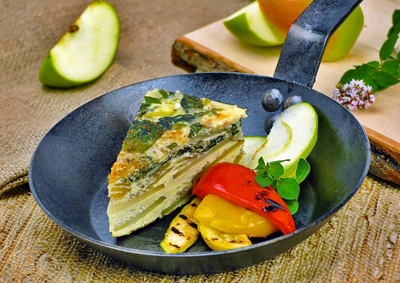 Apple & Gruyere Cheese Frittata with Turkey Sausage and Spinach