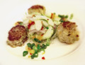 Gold Coin Crab Cakes w/ Spicy Cucumber Salad