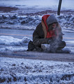 On his corner