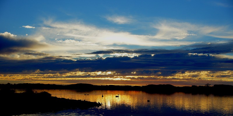 clouds over lake Horowhenua at Dusk