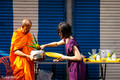 Morning offering by the stripes wall.