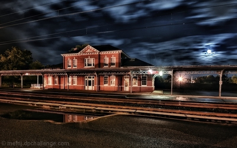 Moonrise over West Trenton Station