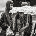 Blowing Raindrops Through Her Hair