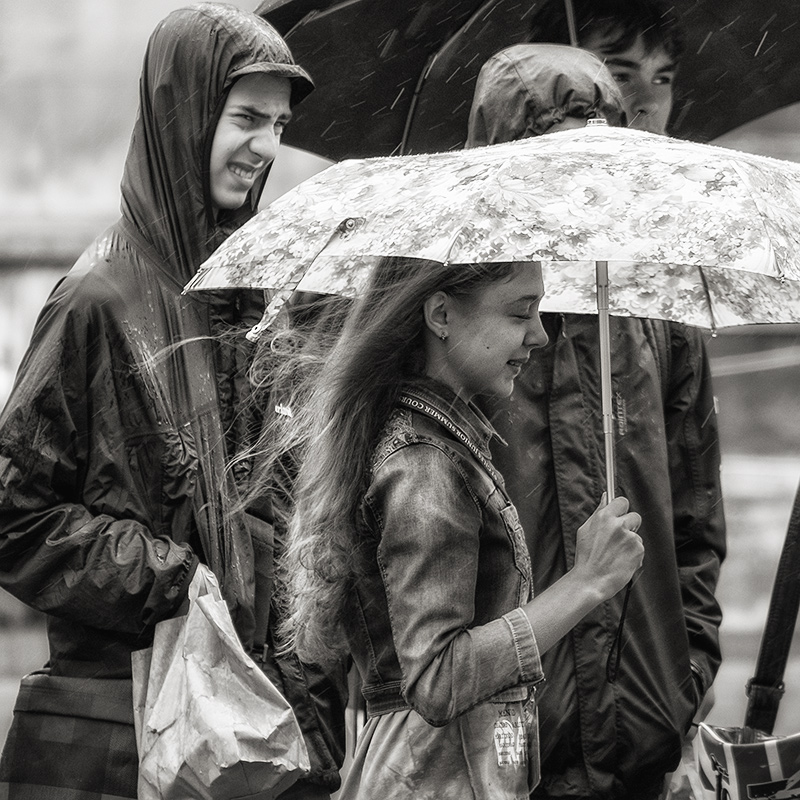 Blowing Raindrops Through Her Hair