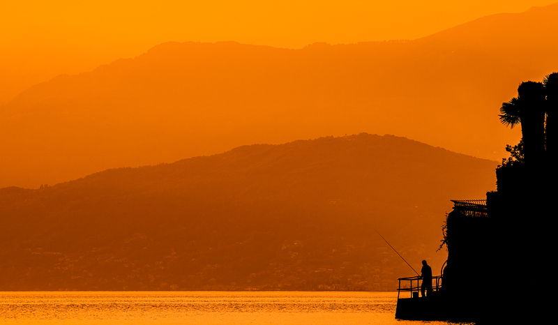Fishing in the sunset