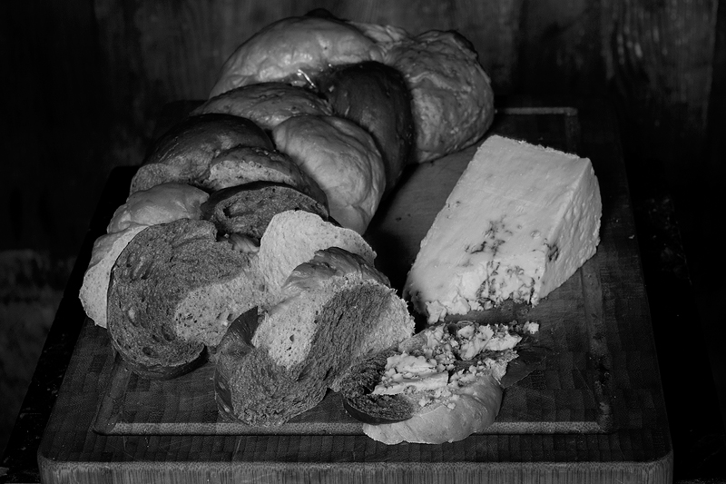 Braided bread and Stilton cheese