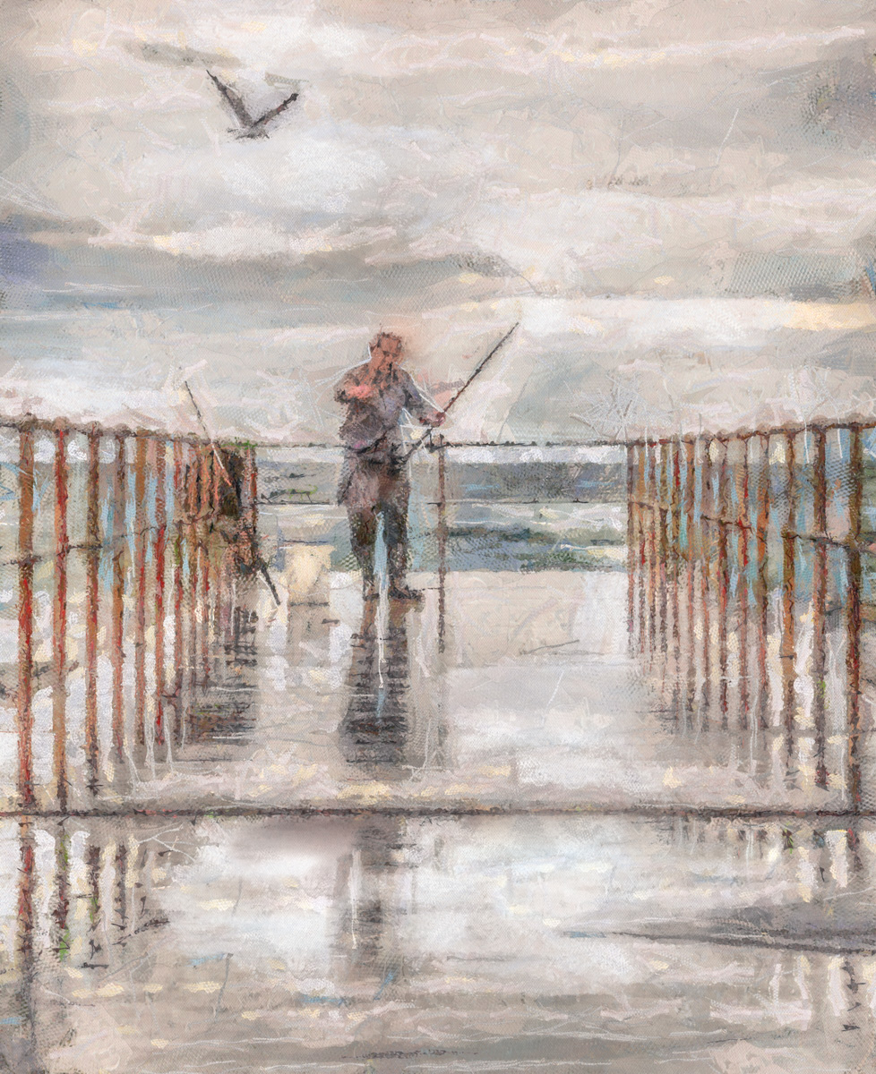 Fisherman with a  Seagull