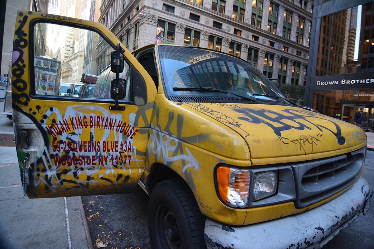 the exalted delivery truck of the Indian King Biryani House