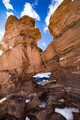 Siamese Twins red rock formation with Pikes Peak