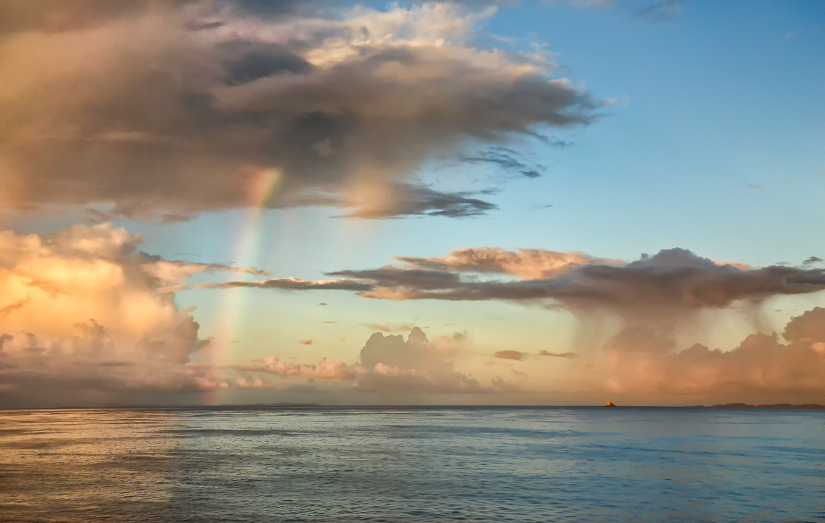 A Rainbow with the Sunrise is a Feast for the Eyes