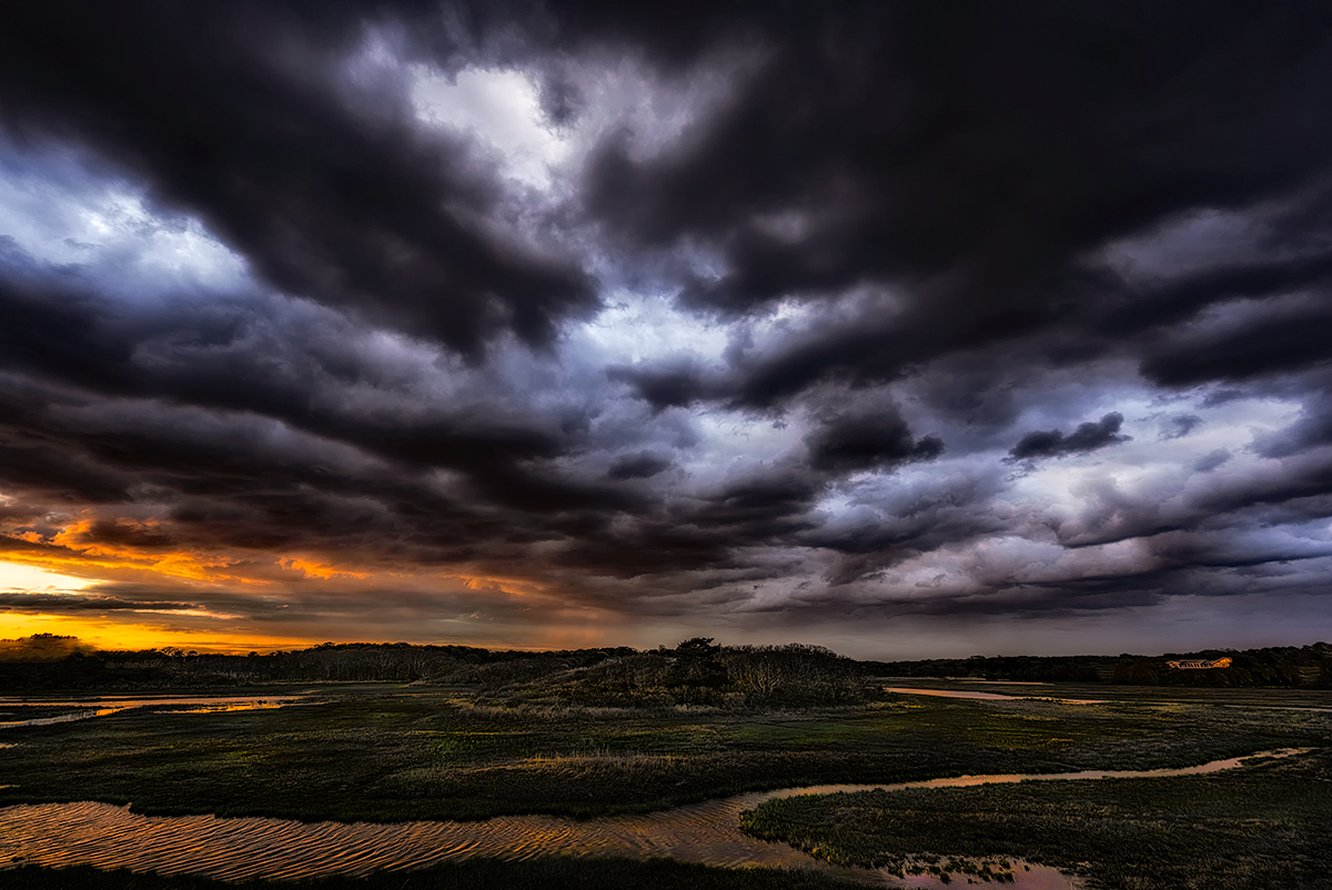 Clearing Storm over Red River Marsh, Sunset