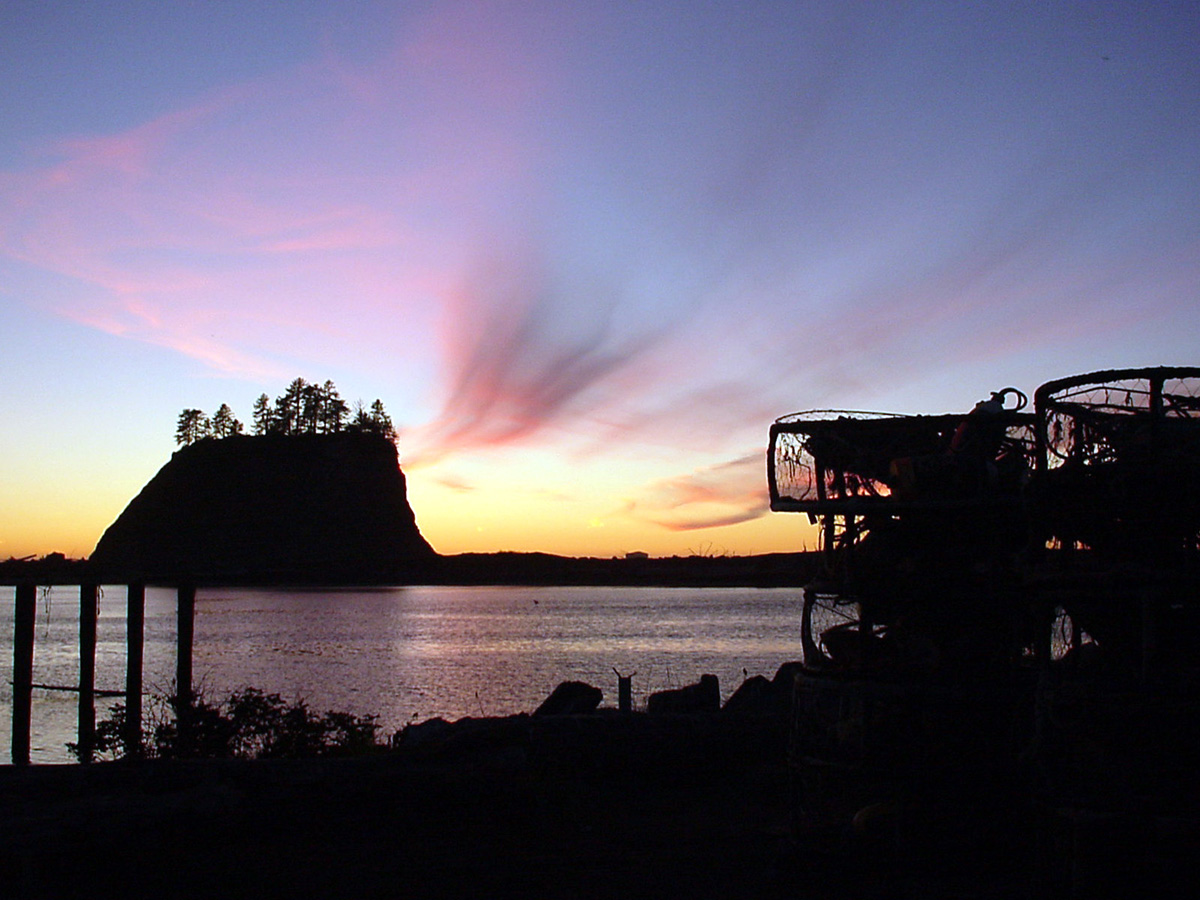 crabpots and sunset