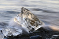 Glacier Diamonds on a Black Sand Beach