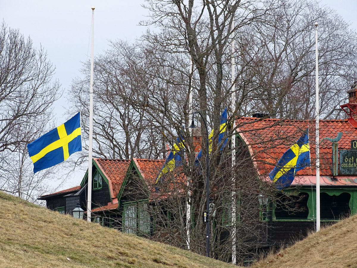 Flags at half-mast after the terrorist attack in Sweden