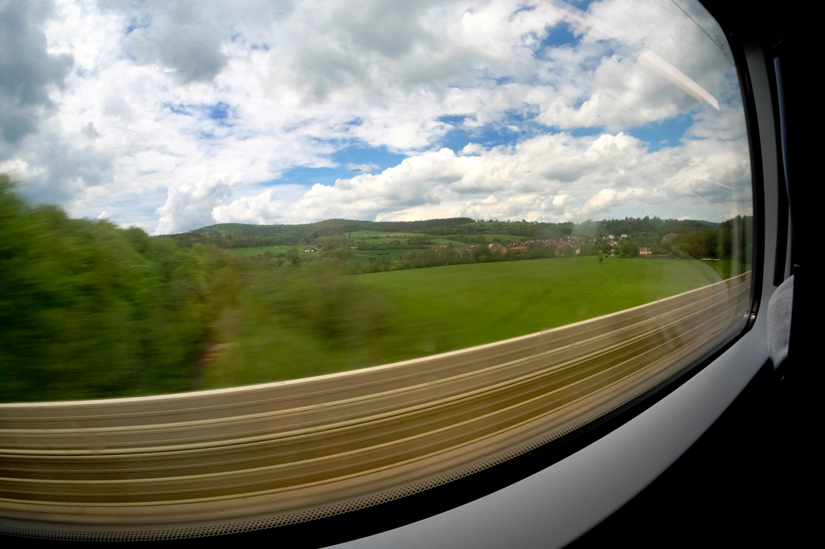 Going by a fast train is like fast forwarding the landscape 