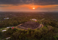 Buddha stupas staked platforms between two volcanos