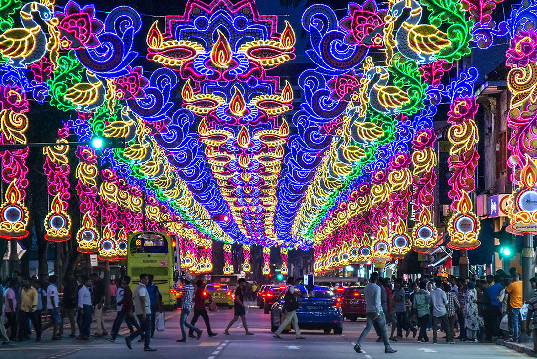 Diwali street lights up ...Hindu festival of lights,