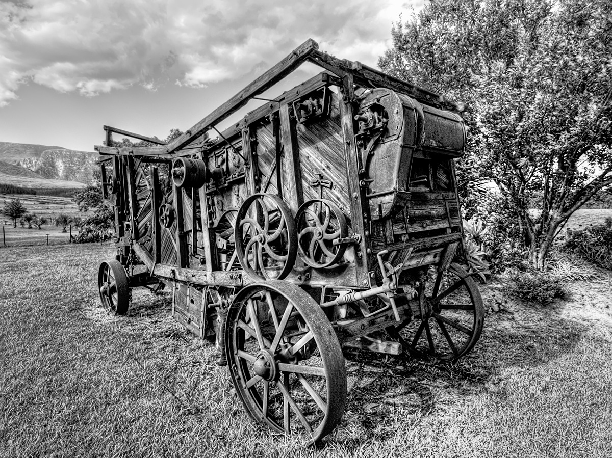 Ancient wooden harvesting machine