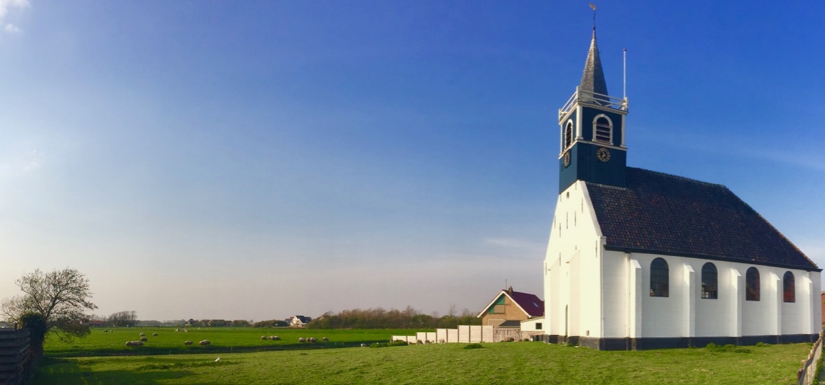 White church in the fields