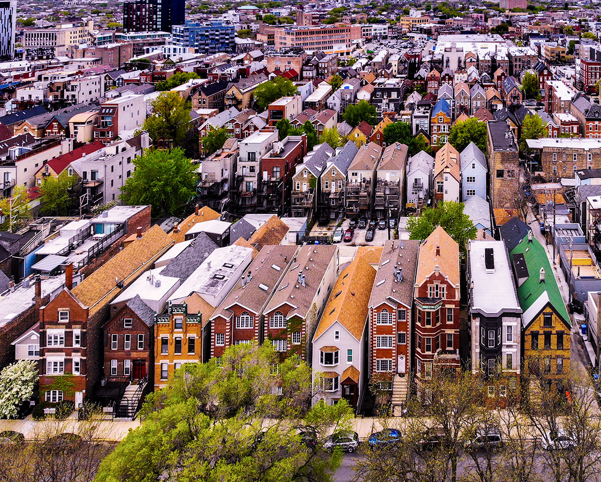 Row house rooftops
