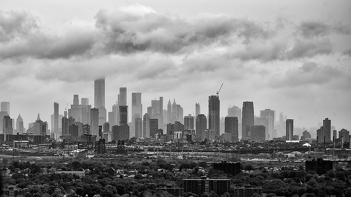 receding rainclouds over Manhattan