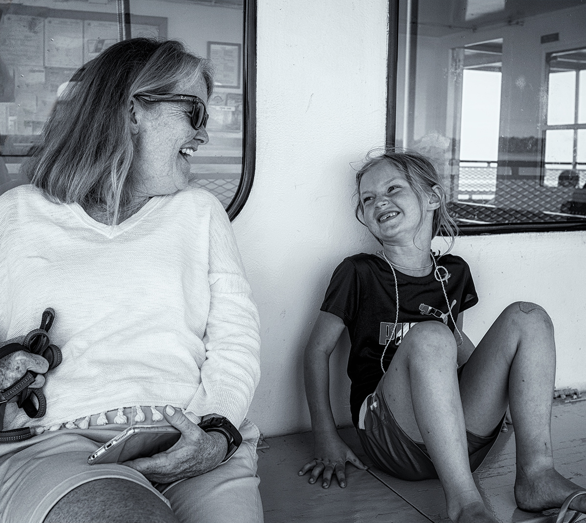 Sharing laughter on the ferry