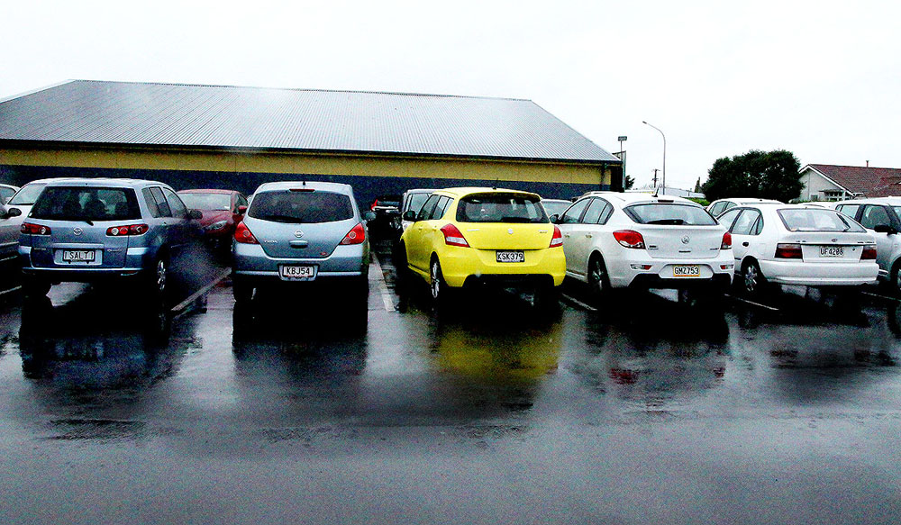 A grey day at the supermarket car park