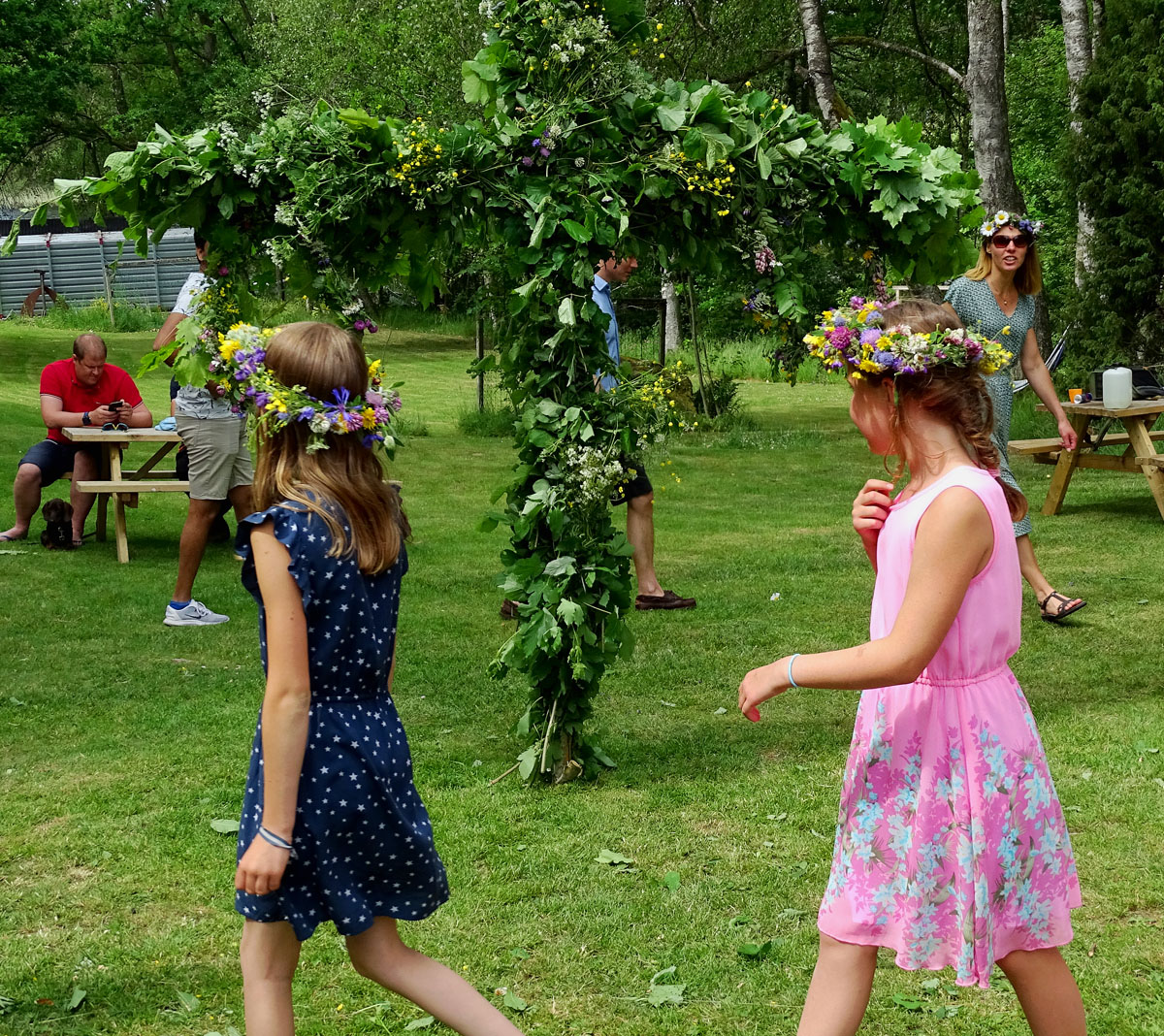 Typical Swedish Midsummer Celebration This year's dancing was with Social Distance