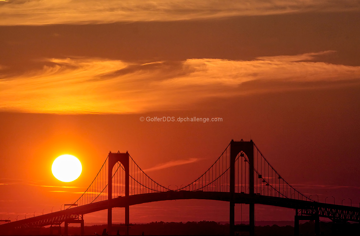 The Newport Bridge At Sunset
