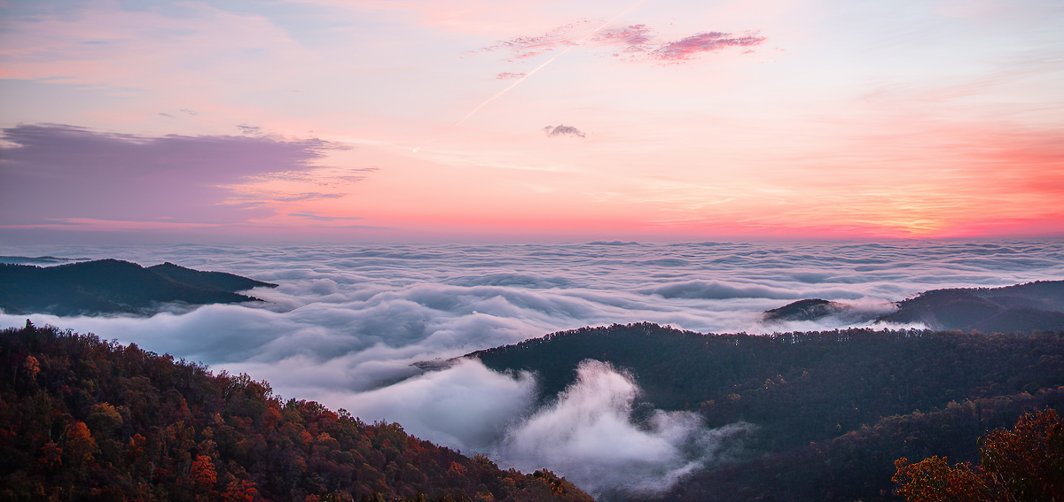 An Ocean of Clouds Rolling Over the Mountains