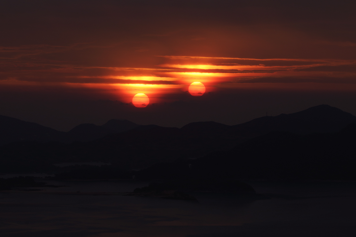 two suns in the sunrise